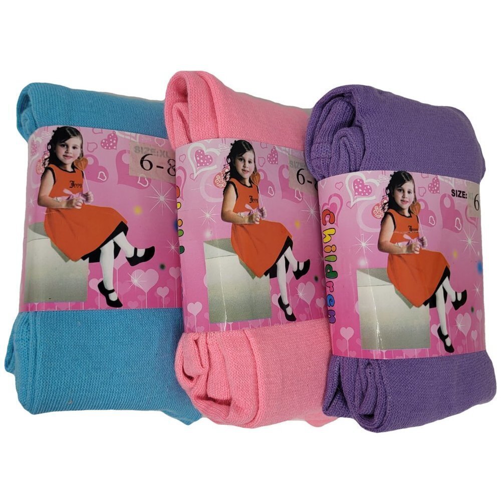 Girl Long Tights Winter Stockings For School Kids Variety of Colors, Size 6-8